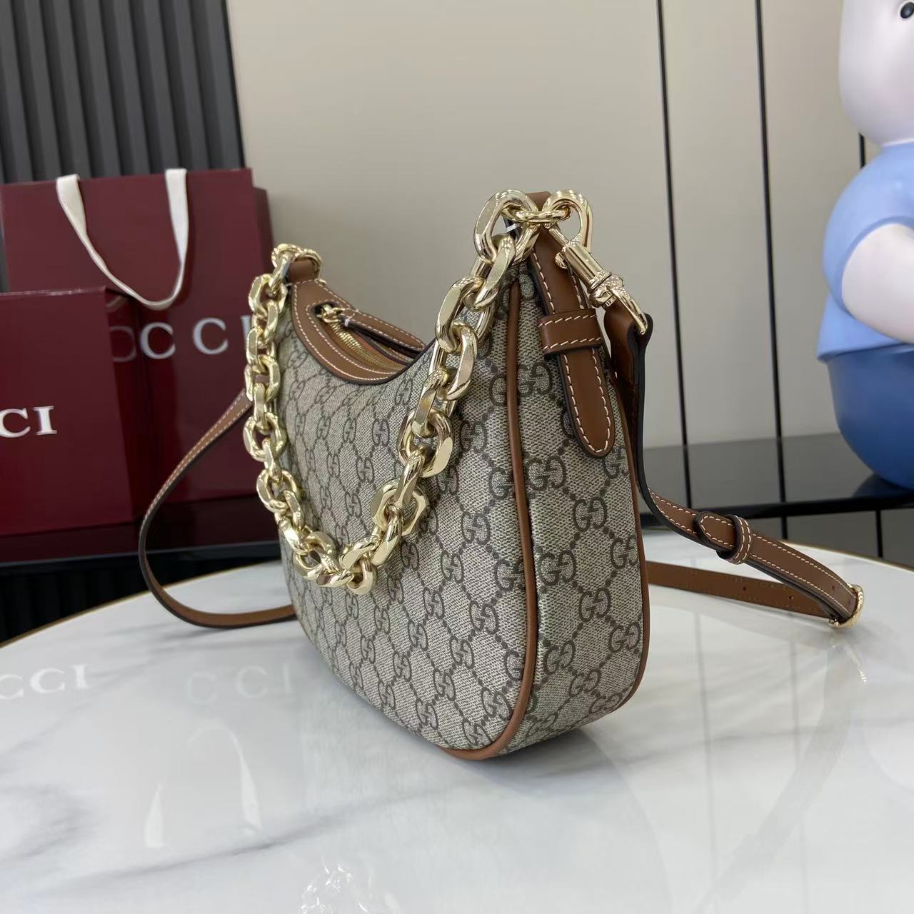 Gucci Emblem Hobo Bag: Beige & Brown, Chain Strap, Adjustable Leather Strap 7 i1757575083489 8706 0 5