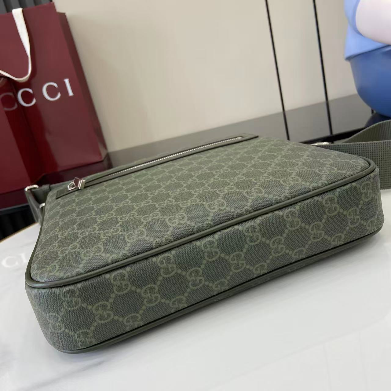 Gucci Supreme Canvas Messenger Bag, Forest Green with Leather Trim 4 i1757746196834 2946 0 3