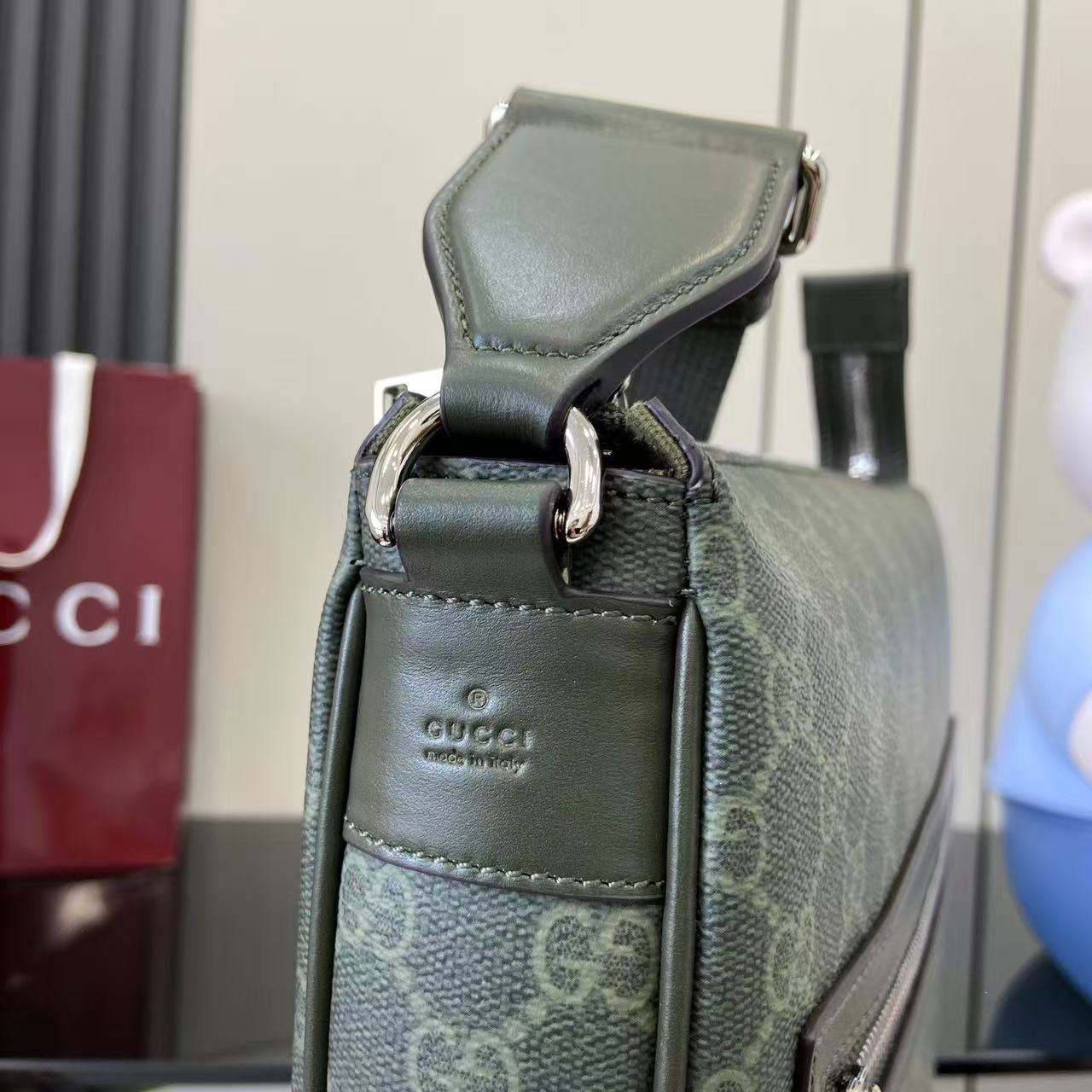 Gucci Supreme Canvas Messenger Bag, Forest Green with Leather Trim 10 i1757746196835 8260 0 9