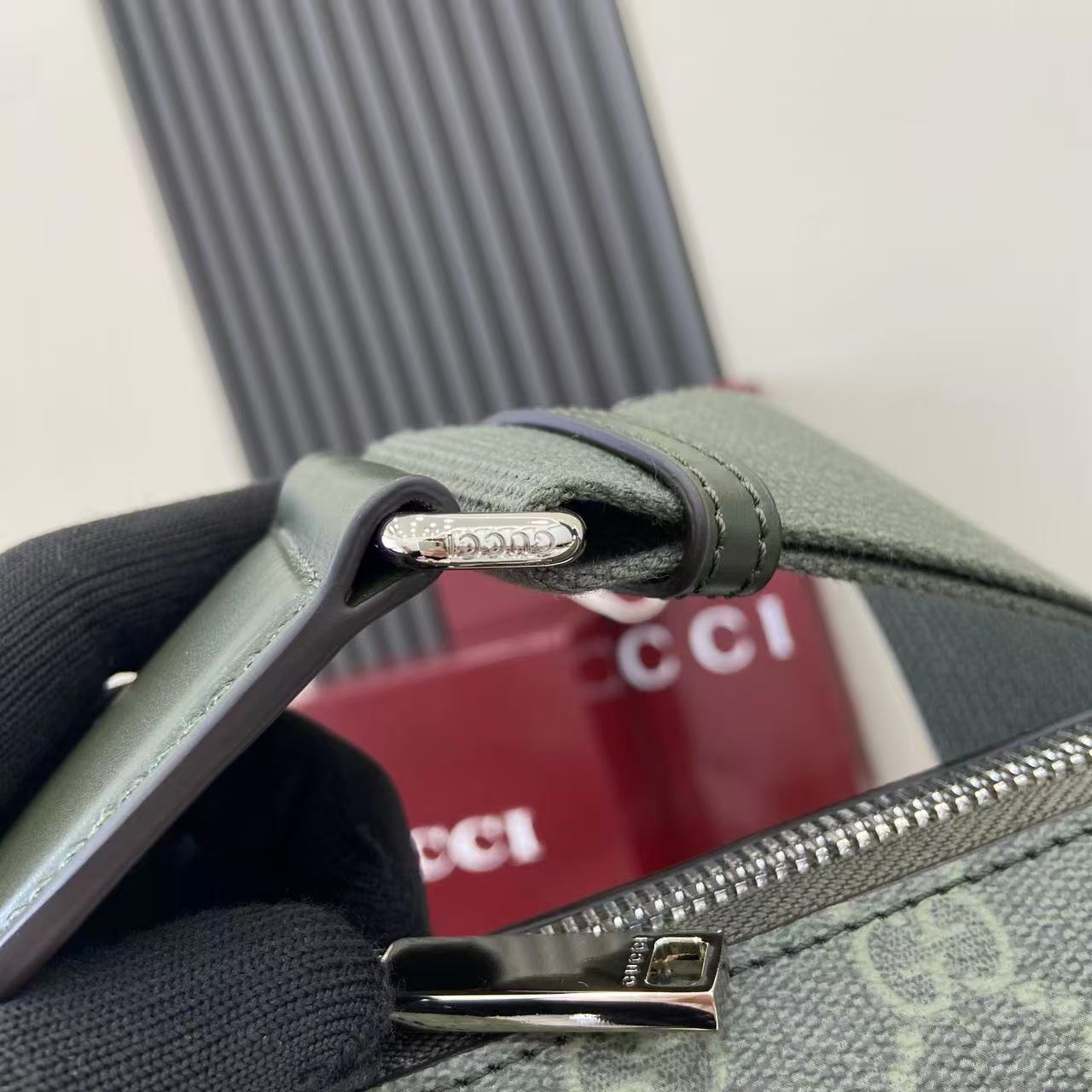 Gucci Supreme Canvas Messenger Bag, Forest Green with Leather Trim 11 i1757746199855 5219 0 10
