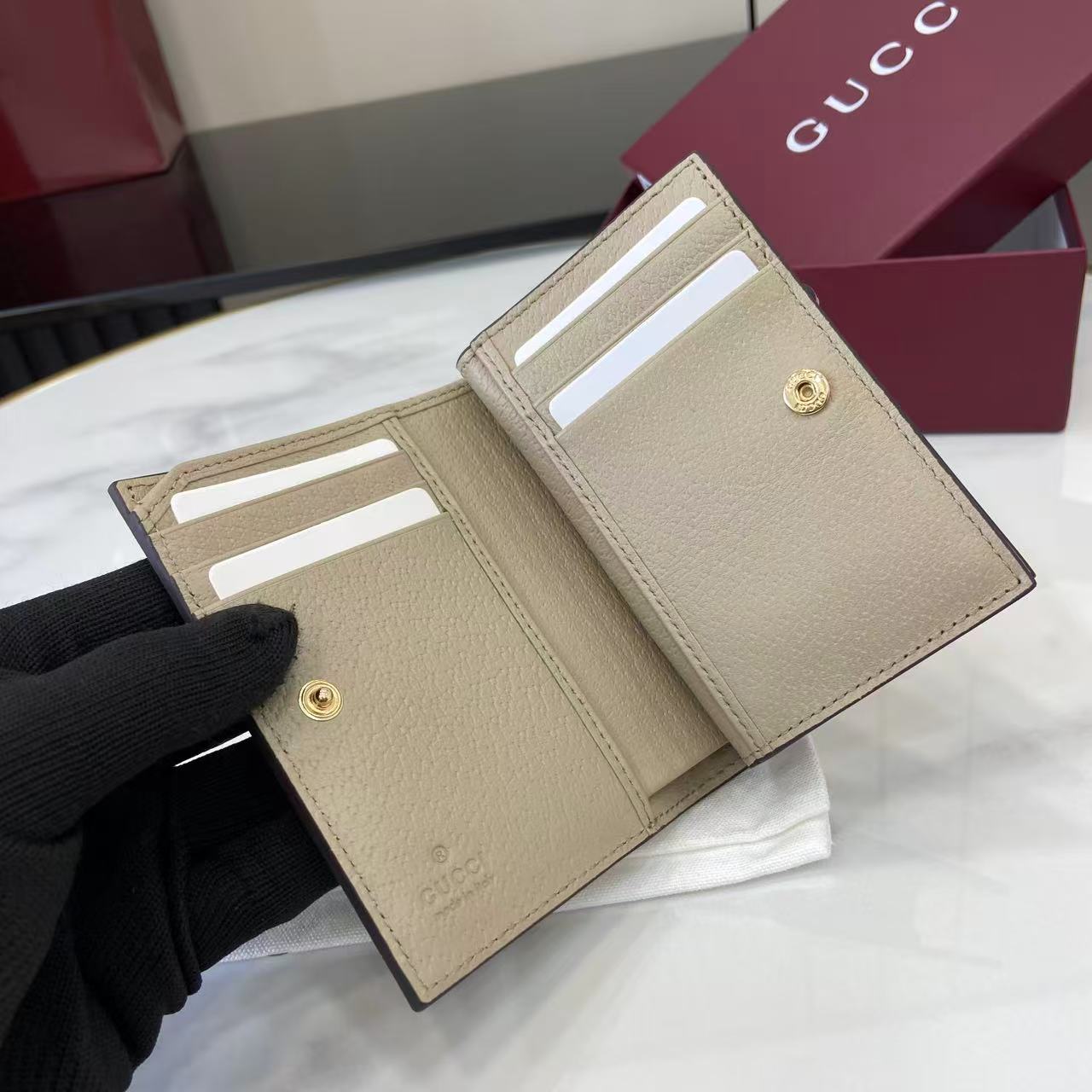Gucci Marmont Beige Supreme Canvas Card Case Wallet with Double G Hardware 8 i1757929812194 432 0 6