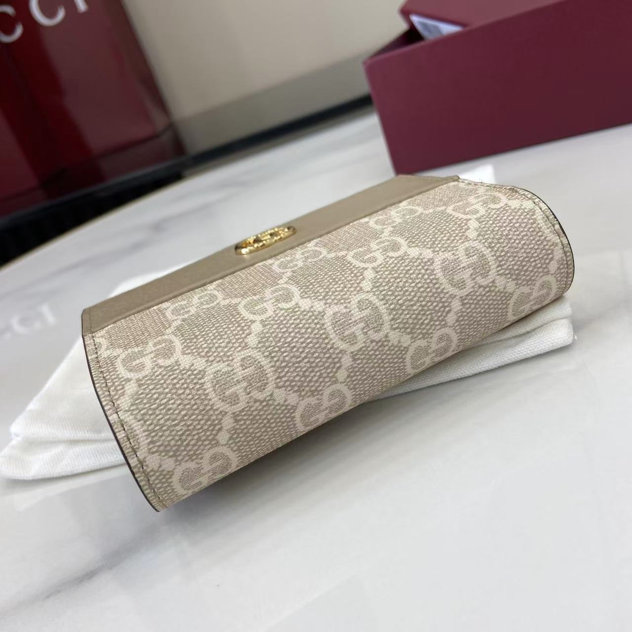 Gucci Marmont Beige Supreme Canvas Card Case Wallet with Double G Hardware 5 i1757929828736 1088 0 3