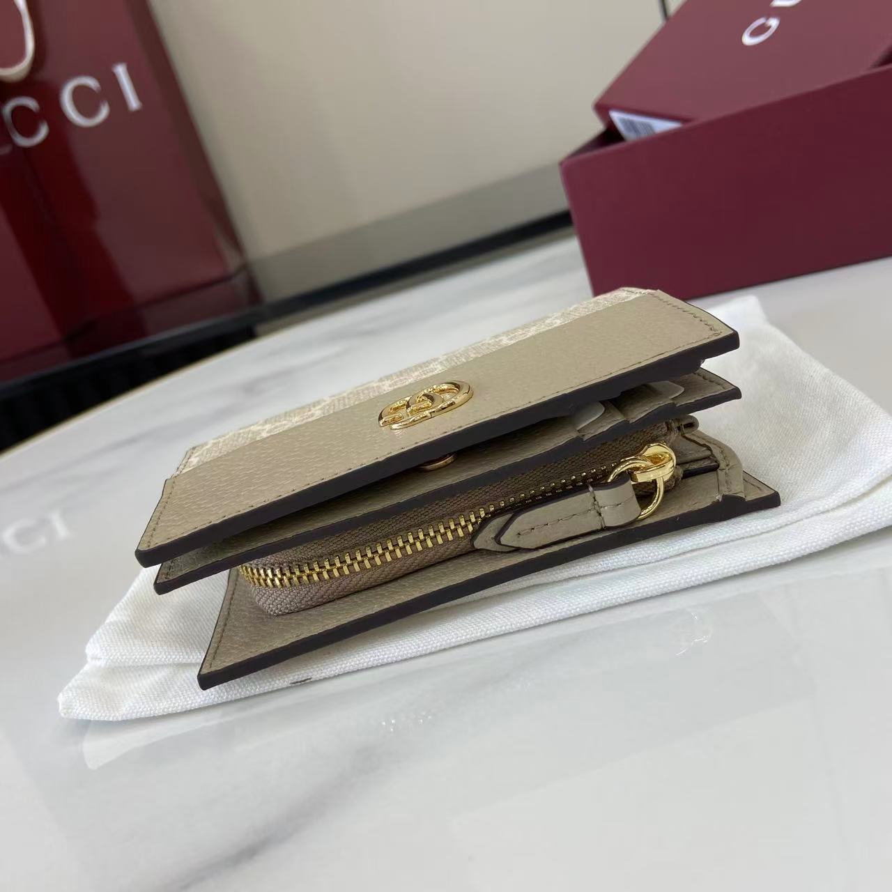 Gucci Marmont Beige Supreme Canvas Card Case Wallet with Double G Hardware 15 i1757929828736 4472 0 13