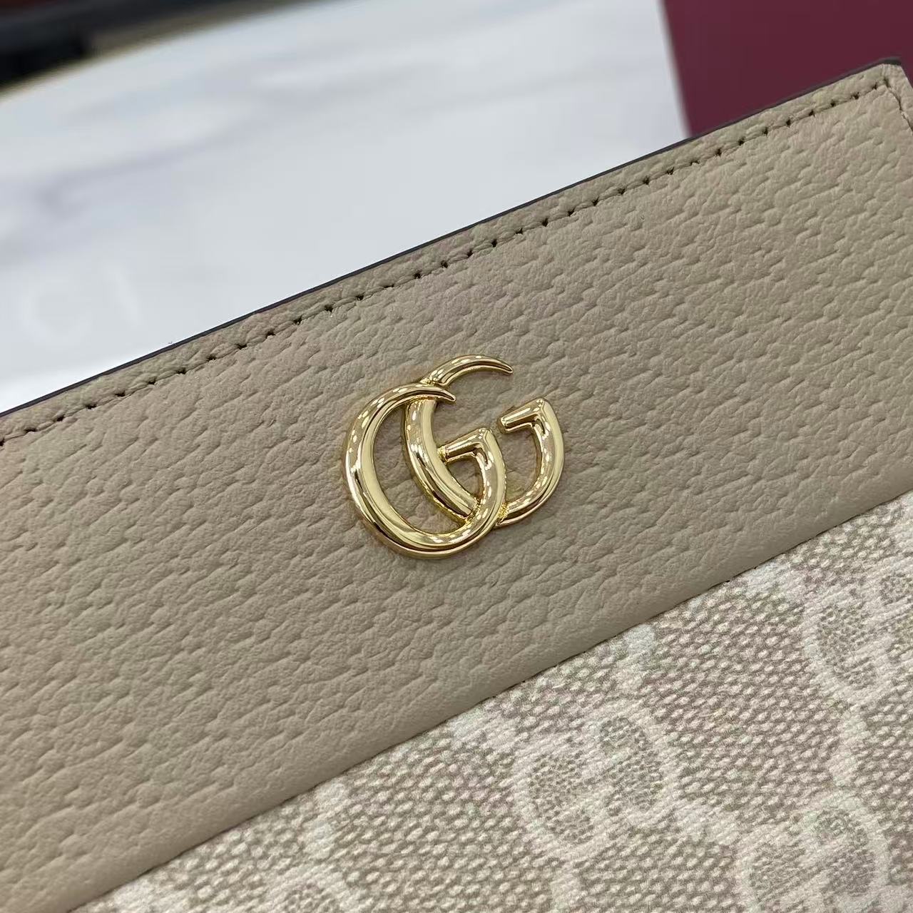 Gucci Marmont Beige Supreme Canvas Card Case Wallet with Double G Hardware 6 i1757929828737 2316 0 4