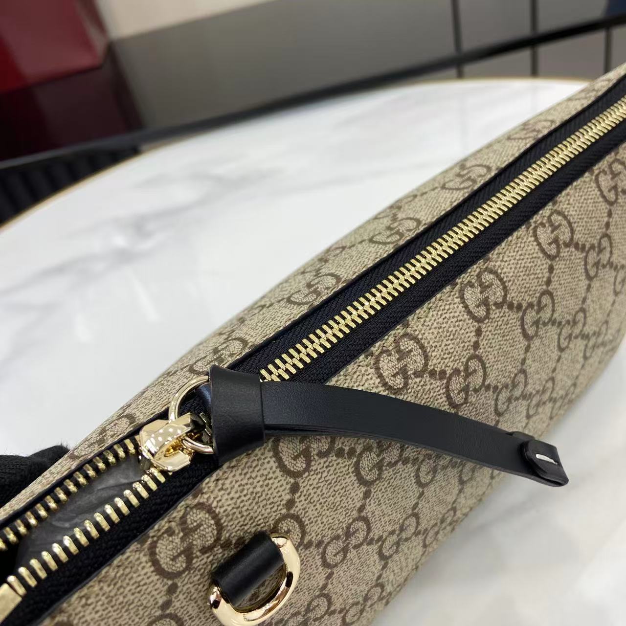 Gucci Emblem Small Shoulder Bag Beige & Dark Brown GG Print, Black Leather Trim 7 i1757930190871 5527 0 6
