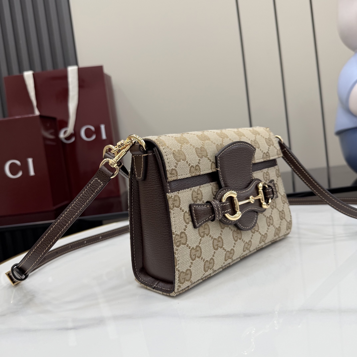 gucci horsebit duomo small brown gg canvas bag