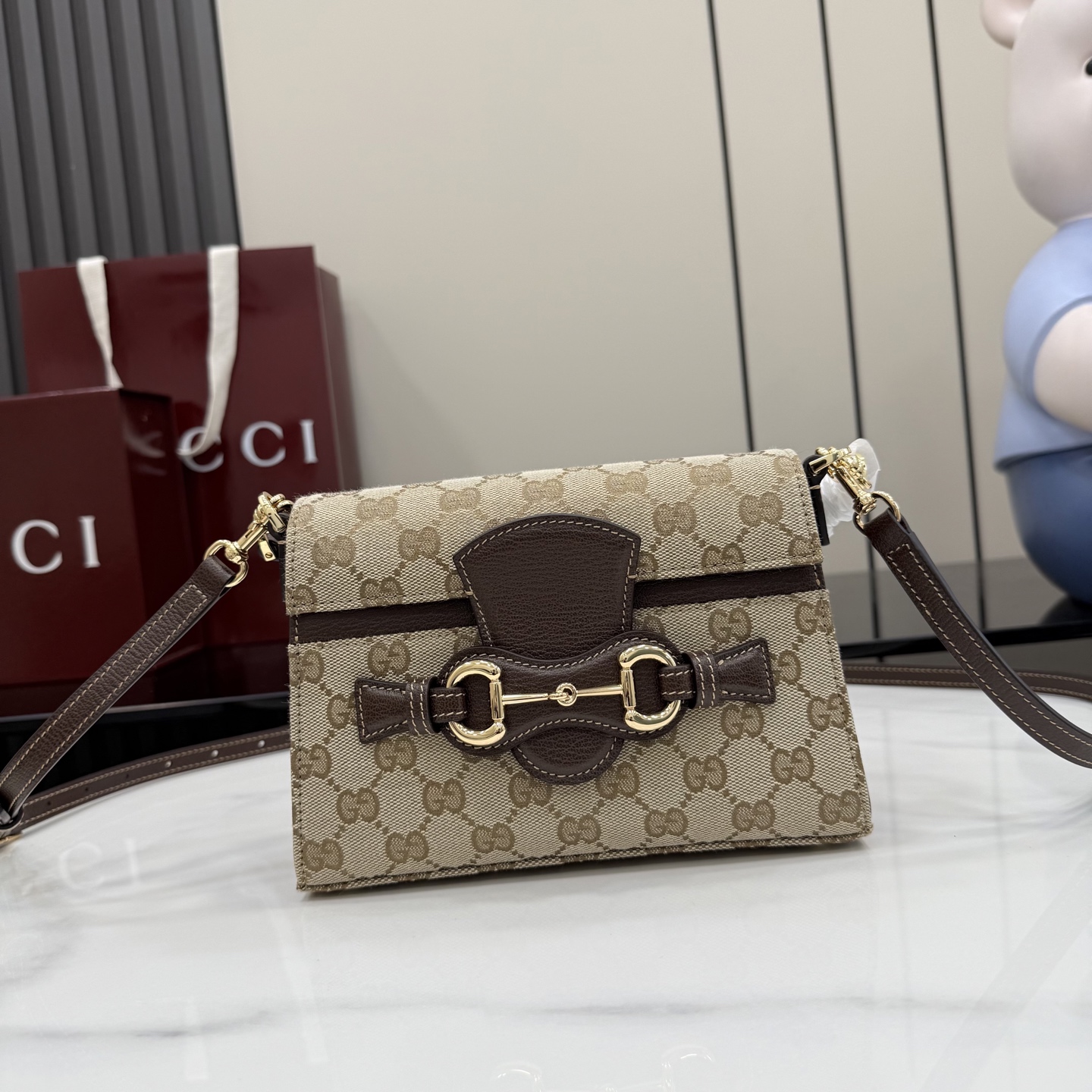 gucci horsebit duomo small brown gg canvas bag