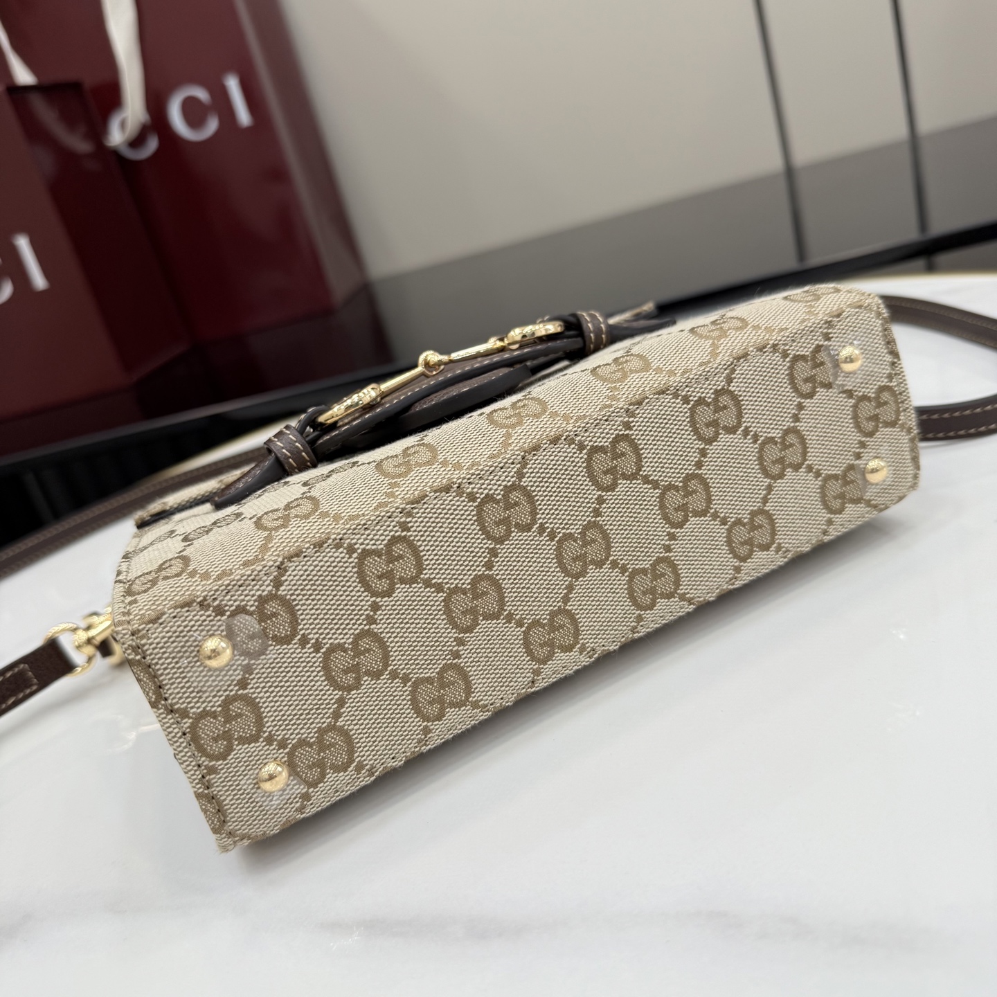 gucci horsebit duomo small brown gg canvas bag