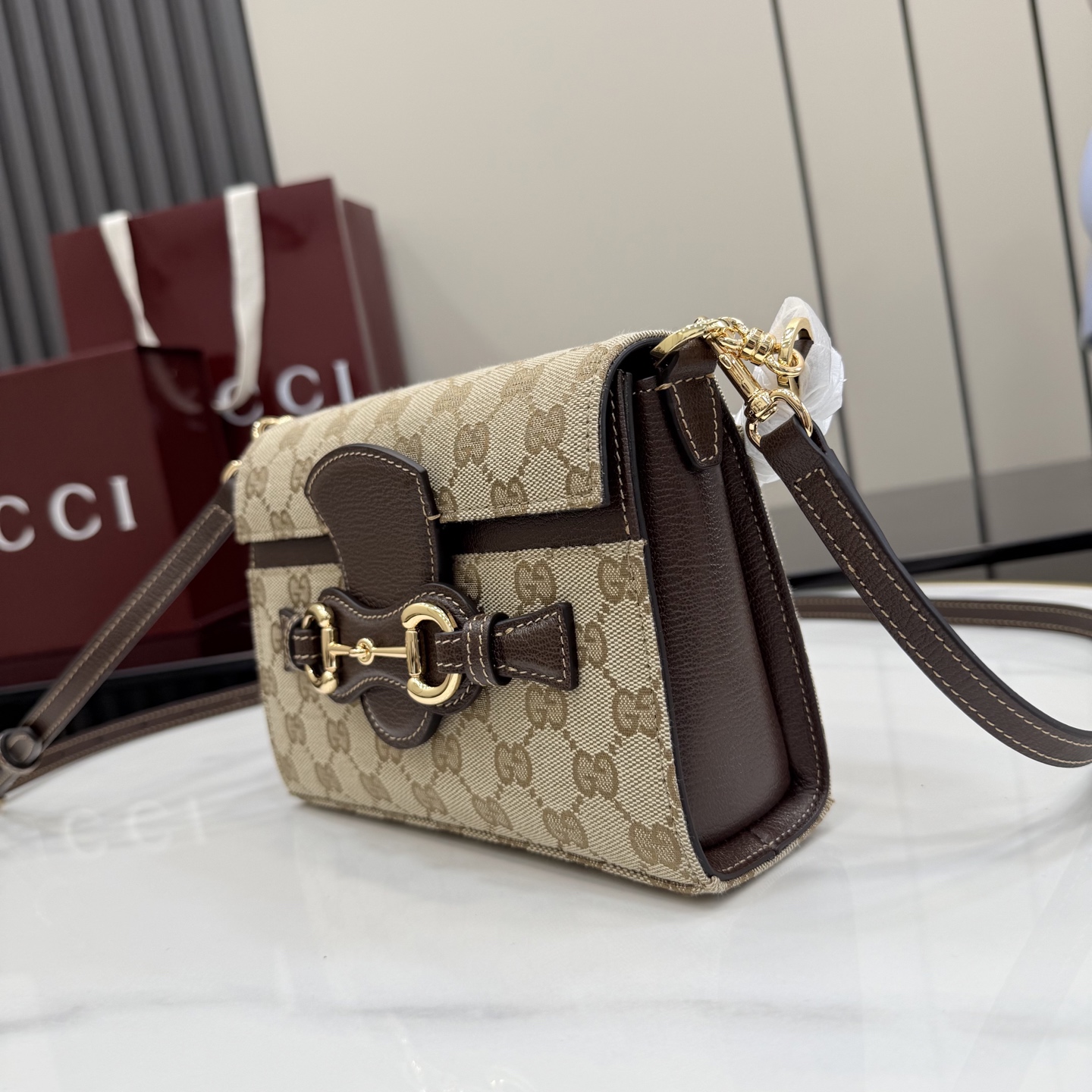 gucci horsebit duomo small brown gg canvas bag