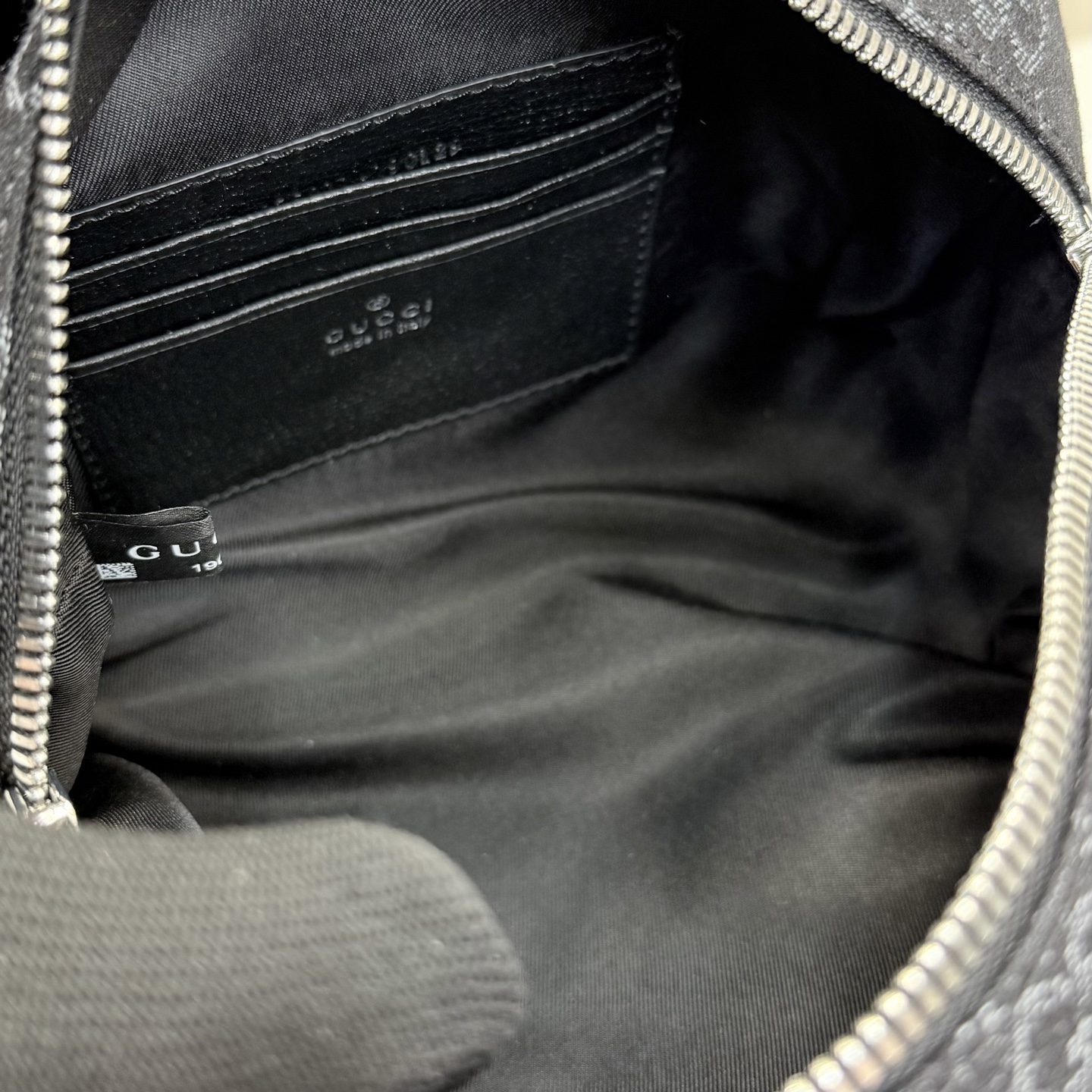 gucci small black gg denim boston bag