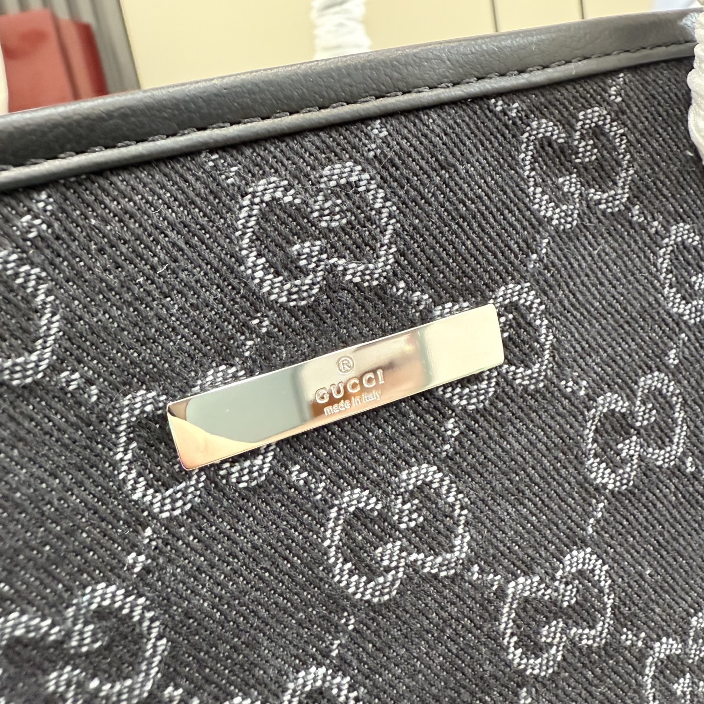 gucci tribeca black gg denim tote bag