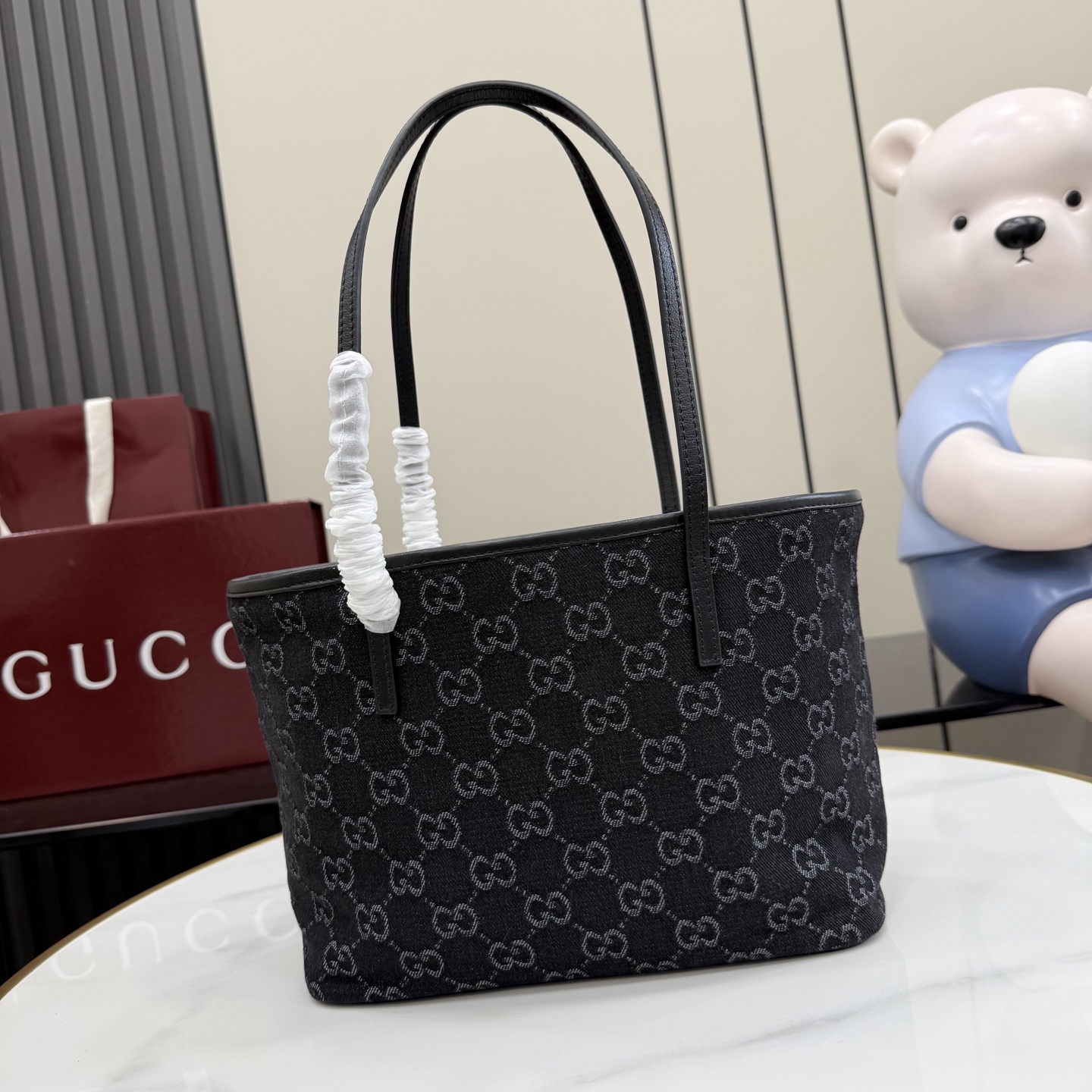 gucci tribeca black gg denim tote bag