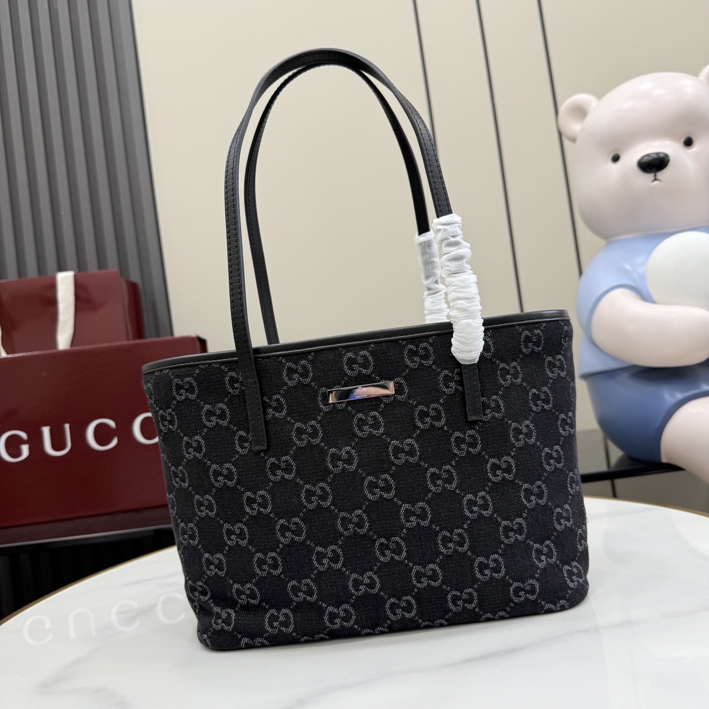 gucci tribeca black gg denim tote bag