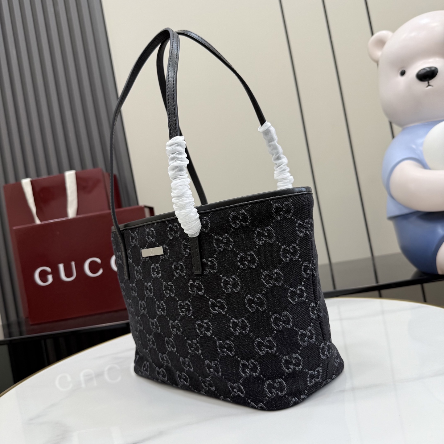 gucci tribeca black gg denim tote bag