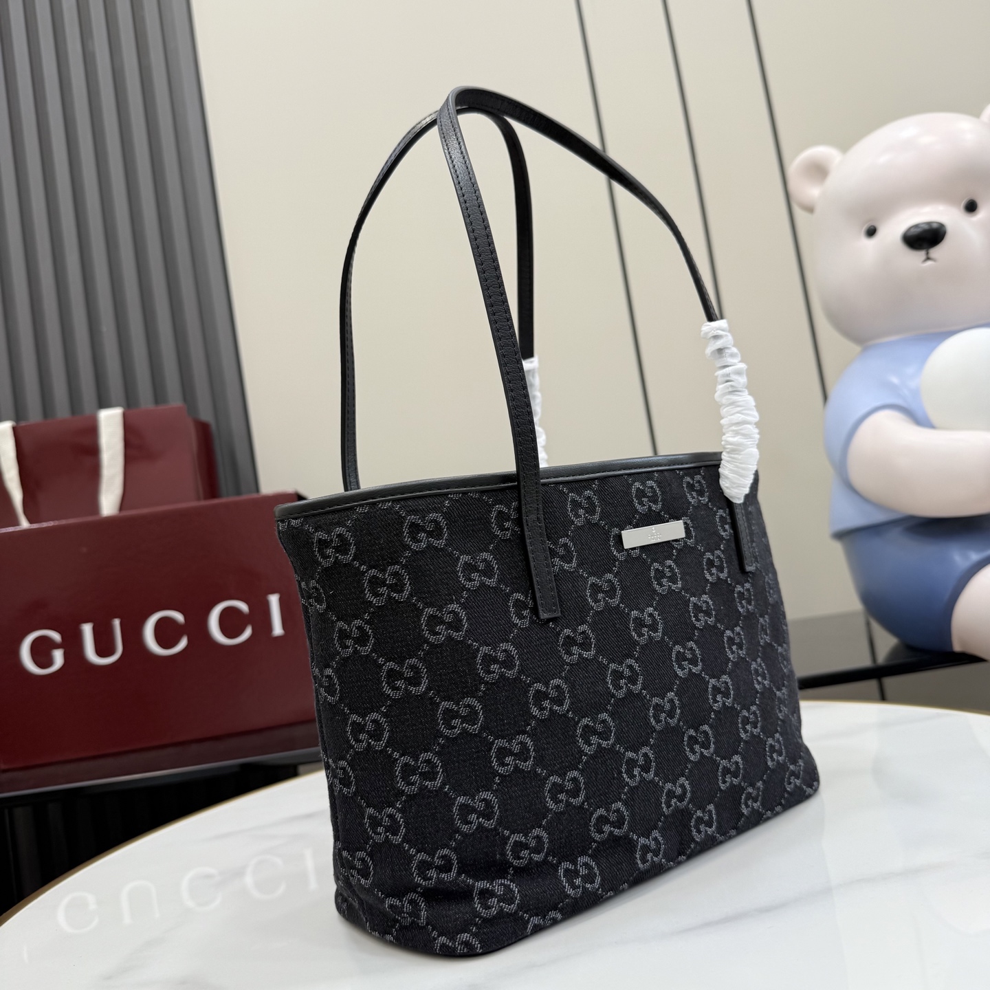 gucci tribeca black gg denim tote bag