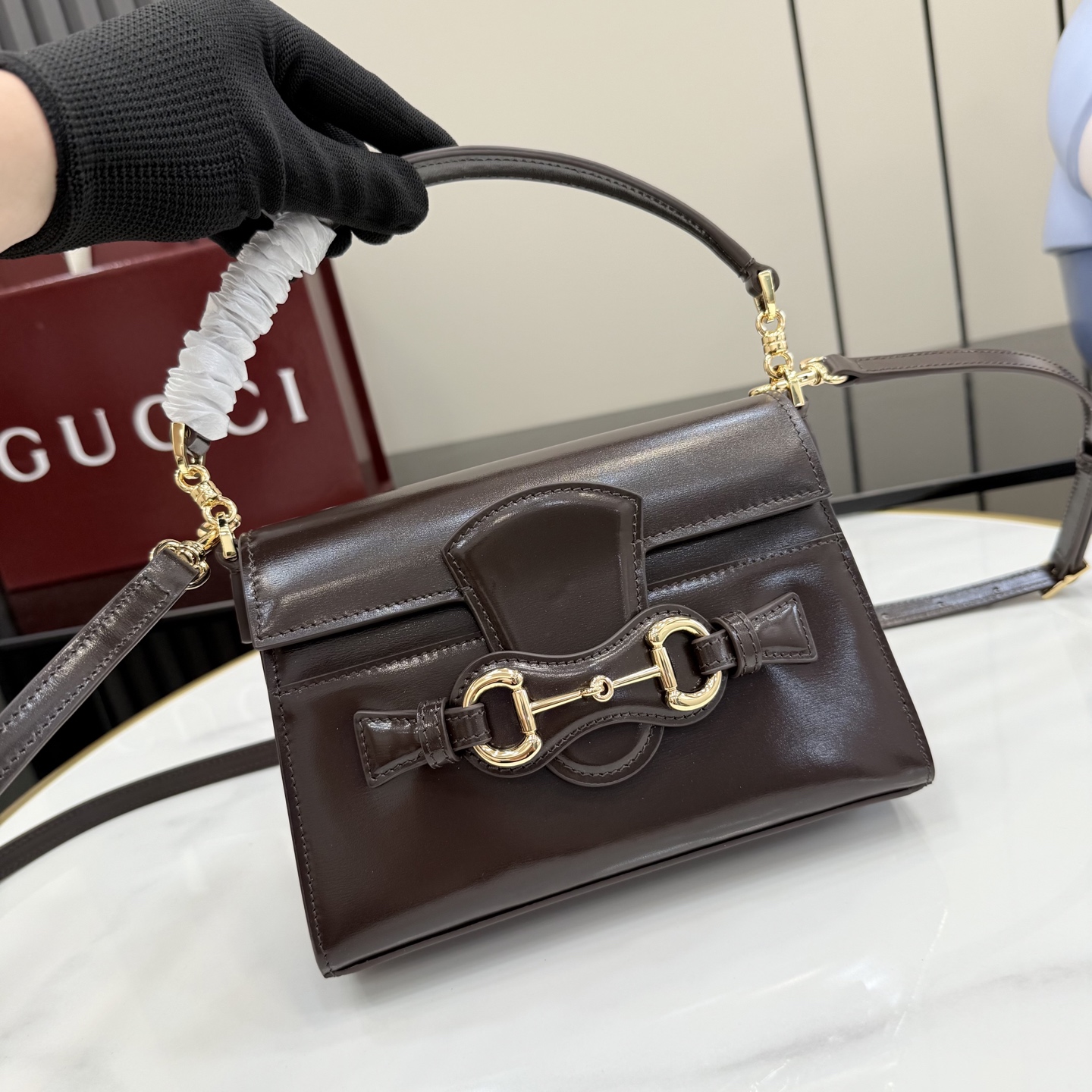 gucci horsebit duomo brown medium top handle bag