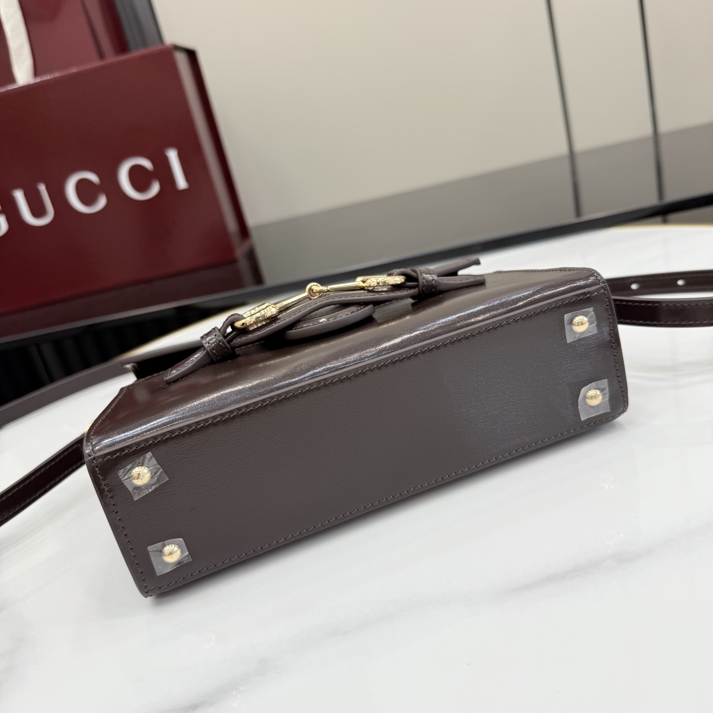 gucci horsebit duomo brown medium top handle bag