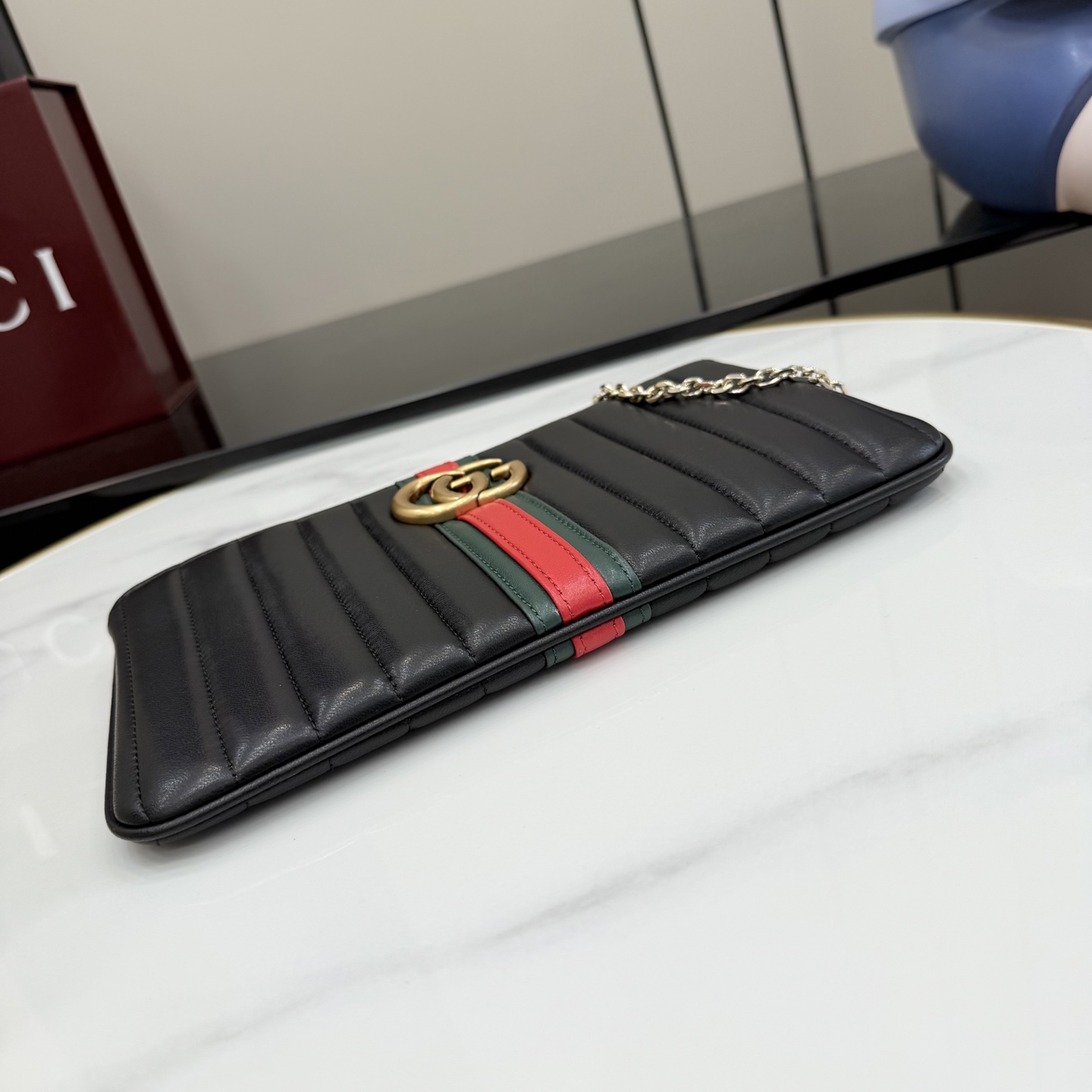 gucci gg marmont black pouch with strap
