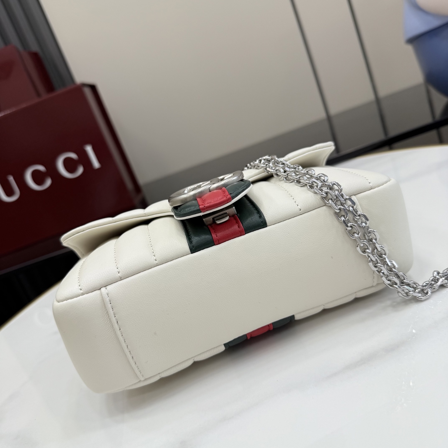 gucci jetset gg marmont white small shoulder bag