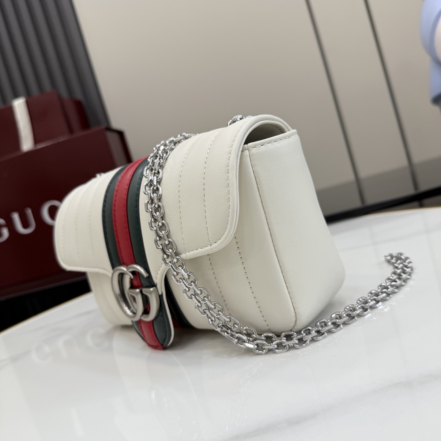 gucci jetset gg marmont white small shoulder bag