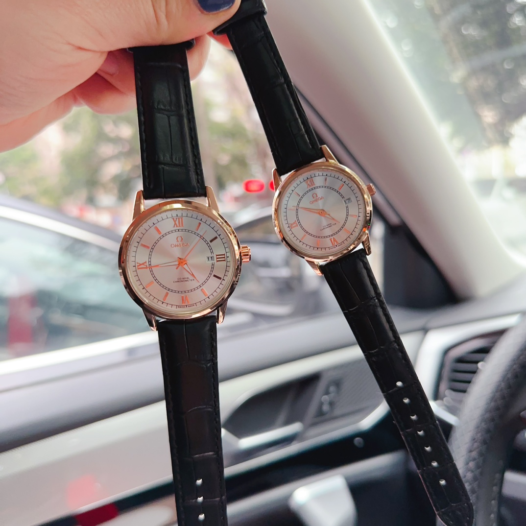最新欧米茄情侣腕表 IPG表壳 生活防水 真皮表带