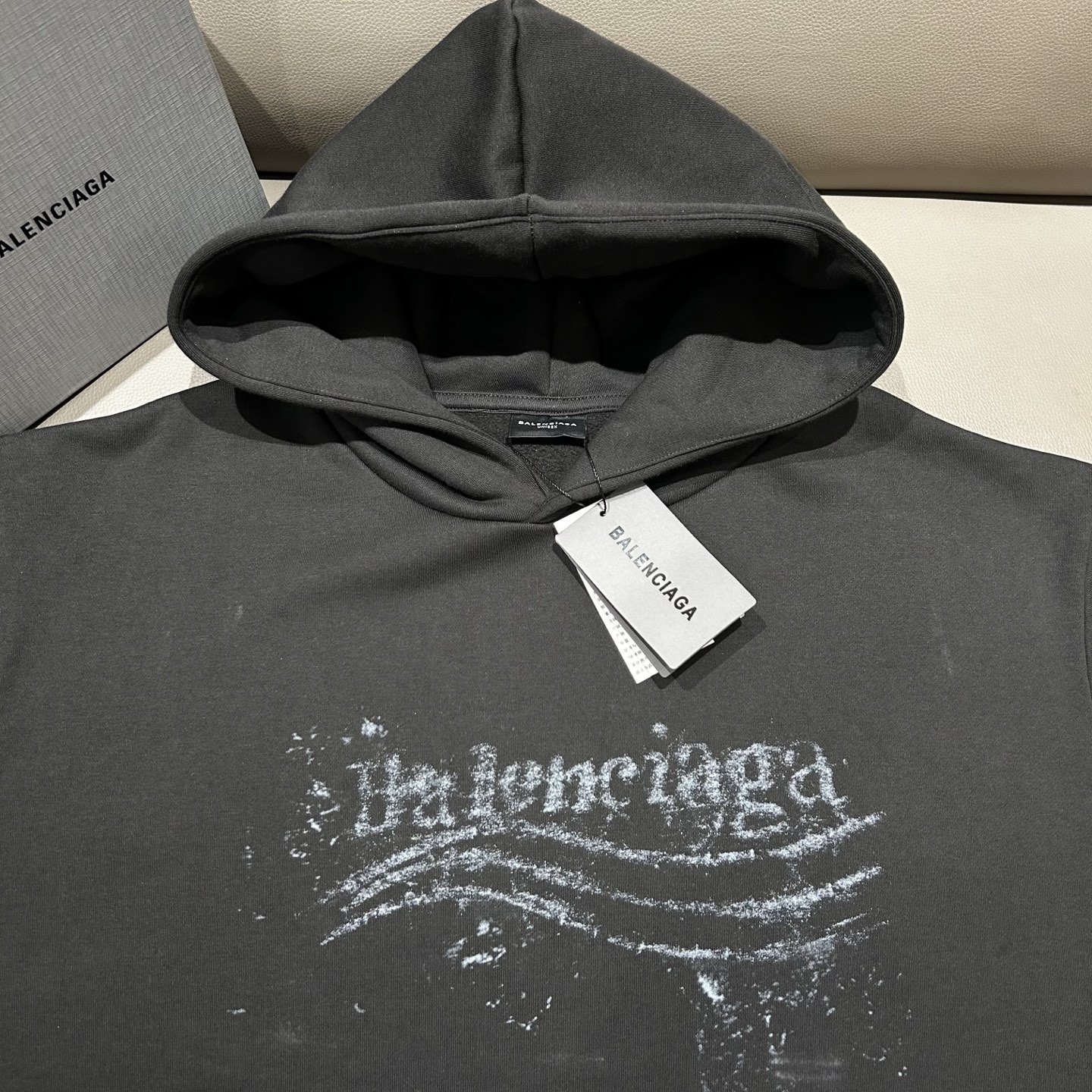 Balenciaga Distressed Logo Cotton Blend Hoodie - Stylish Comfort, S-XL 4 i1758360839787 8003 0 2