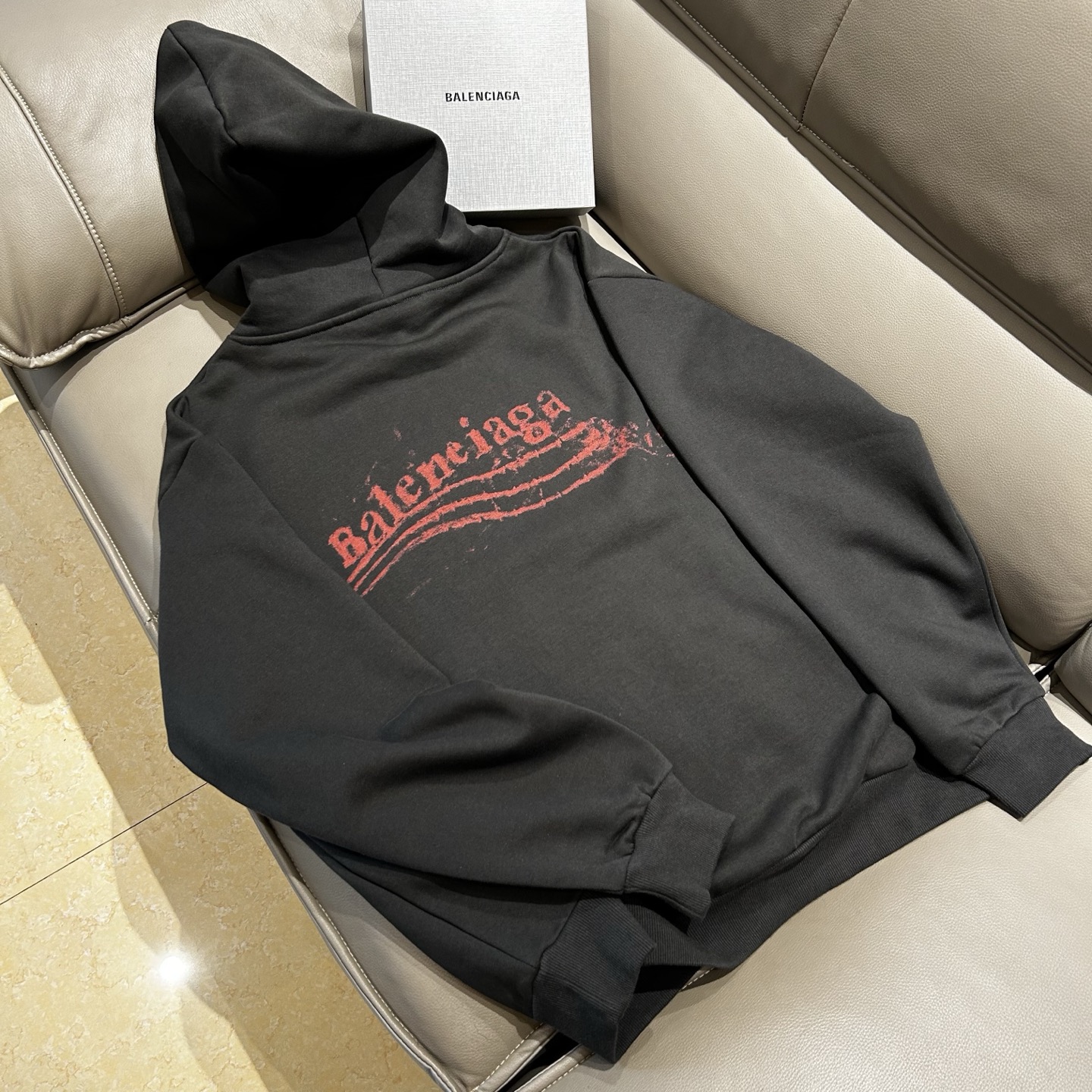 Balenciaga Distressed Logo Cotton Blend Hoodie - Stylish Comfort, S-XL 3 i1758360840763 4047 0 1