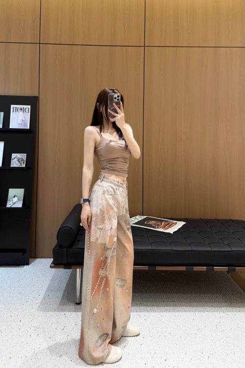 Acne Studios Graffiti Orange Denim Jeans Wide Leg Vintage Pants 1 Acne Studios Graffiti Orange Denim Jeans Wide Leg Vintage Pants