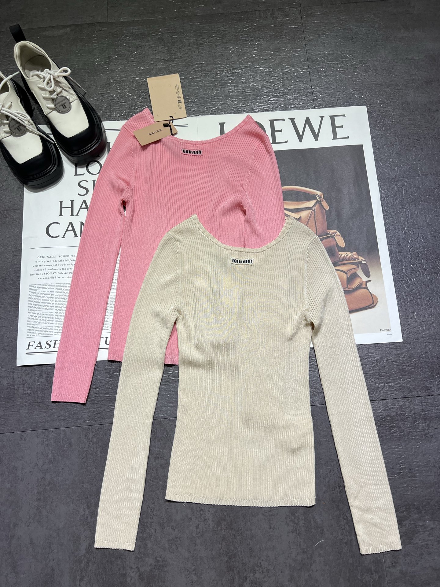 Miu Miu Pink Knit Top – Resort Collection, Soft Texture, Slim Fit