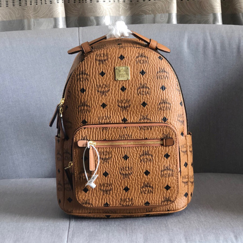 MCM Stark Visetos Backpack Cognac Brown PVC Leather Laptop Compartment 1 MCM Stark Visetos Backpack Cognac Brown PVC Leather Laptop Compartment