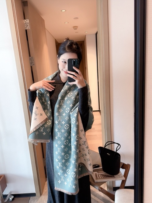 Louis Vuitton Inspired Monogram Shawl - Soft Silk Blend, Timeless Design
