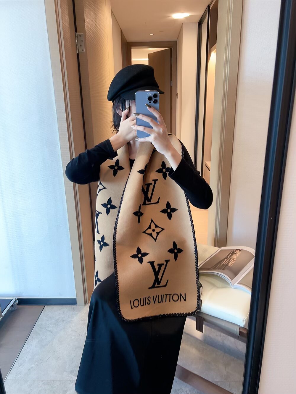 批170 精美三角针锁边デザイン ダブルフェイススカーフ 女性にぴったり