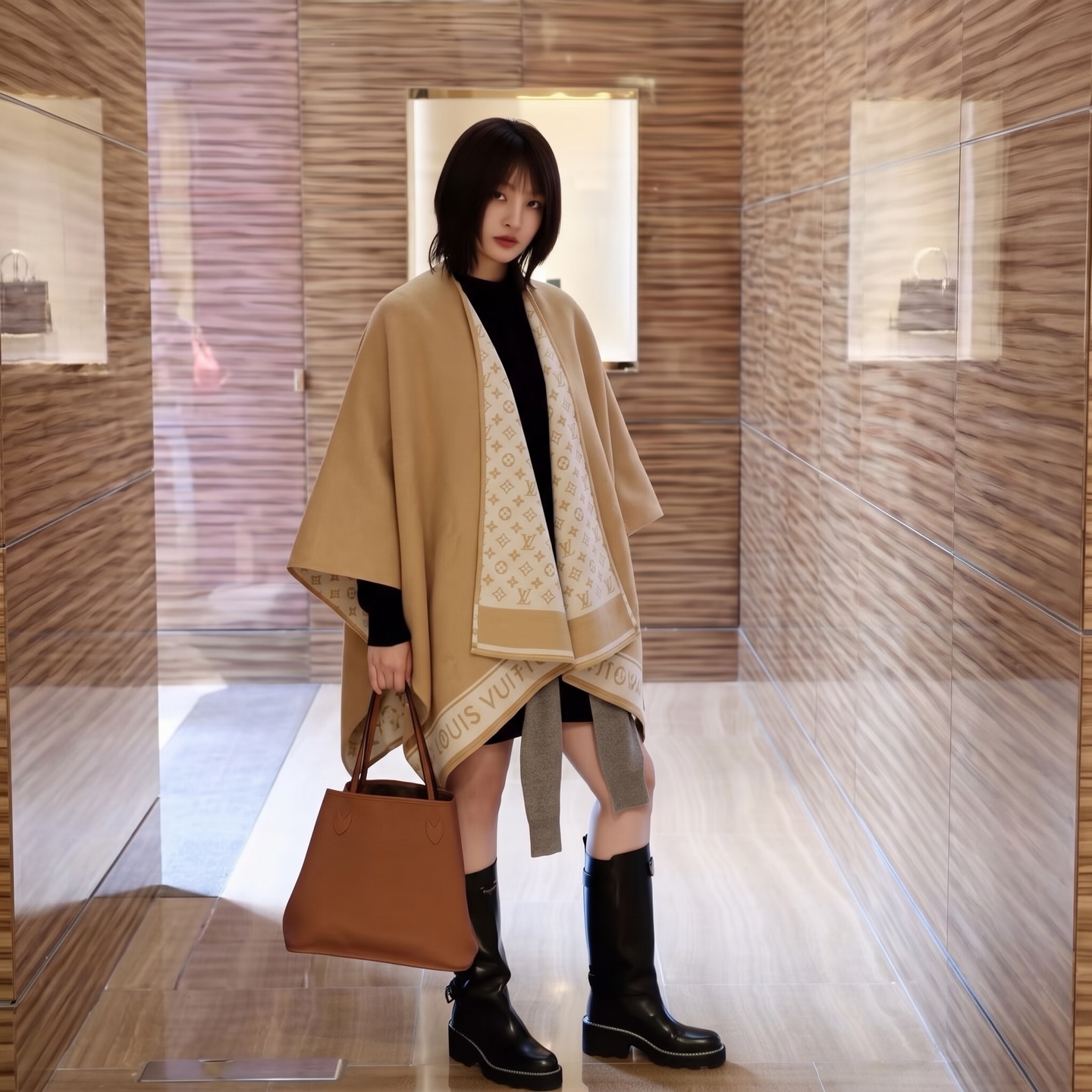 便宜版本🆕 终于盼来了🤩驴的一款爆款斗篷 价格超美丽，羊毛🐑加羊绒混纺面料，保暖性搭配性都非常在线，颜色也是经典的深棕色