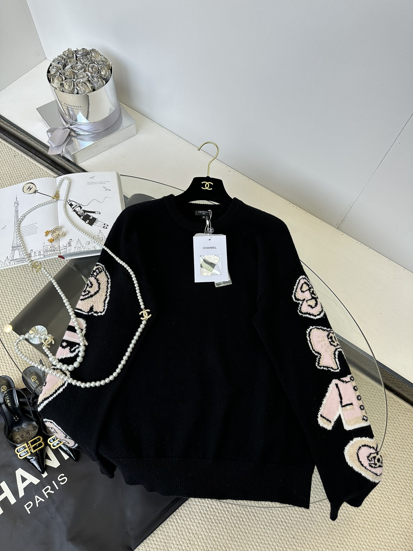 Chanel Black Luxury Women's Sweater, Size 38 - Elegant & Comfortable