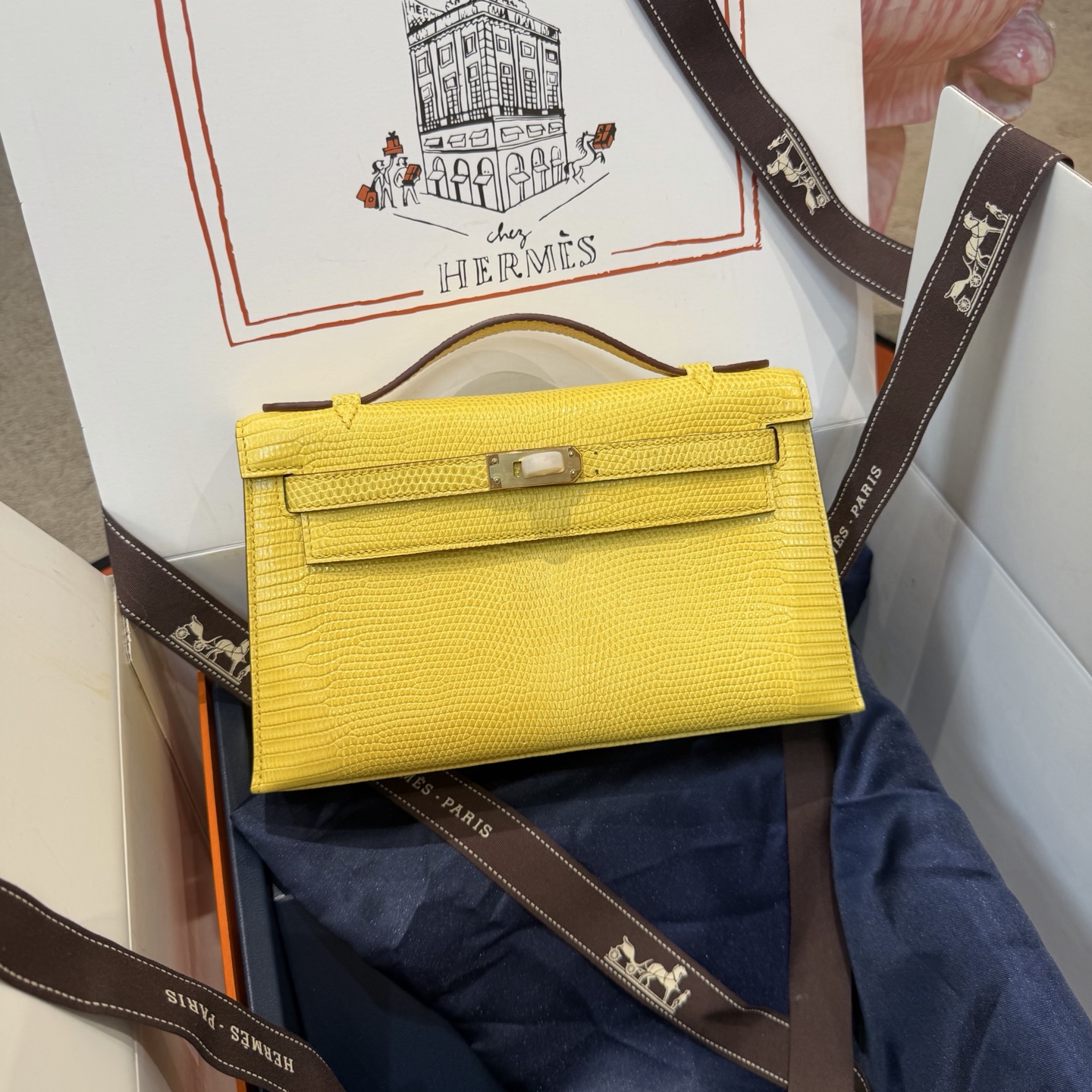 Hermes Kelly Danse Black lizard crossbody everyday