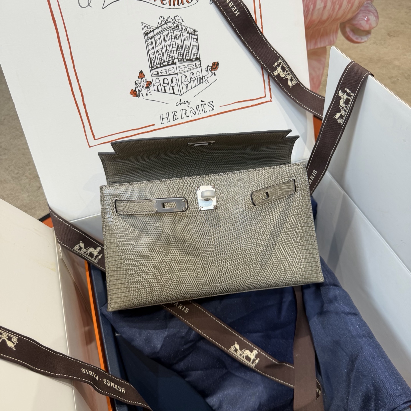 Hermes Kelly Danse Black lizard crossbody everyday