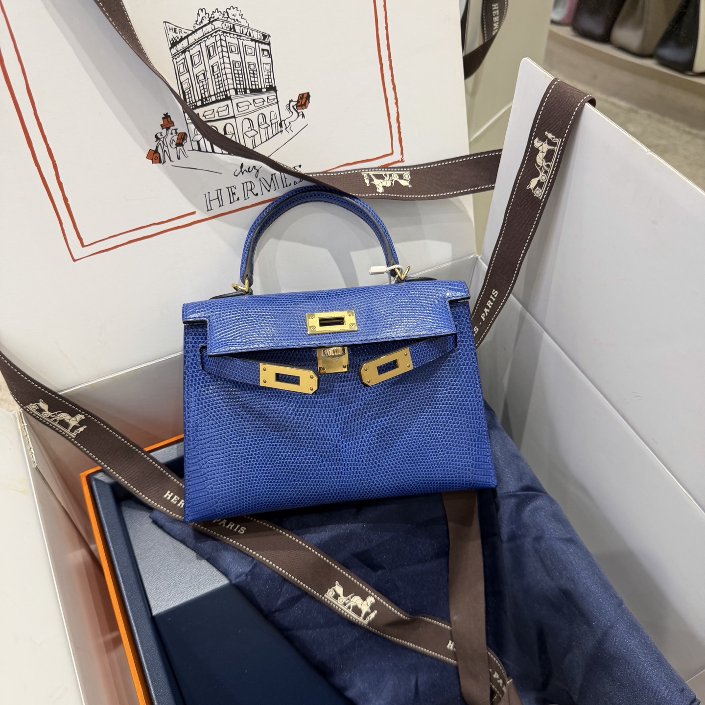 Hermes Kelly 19 Pink lizard 19cm top handle everyday