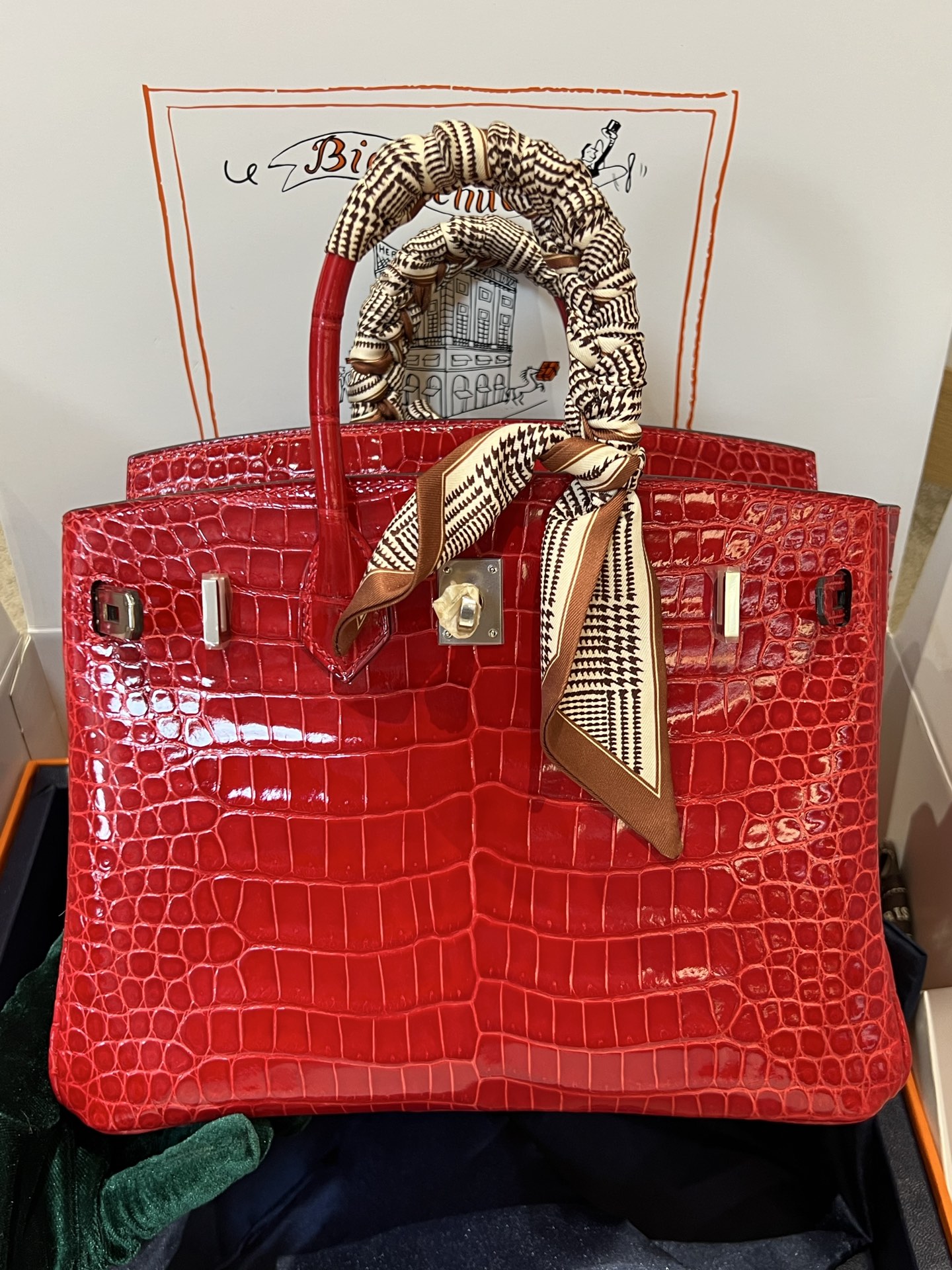 Hermes Birkin 25 Blue crocodile 25 handbag shoulder