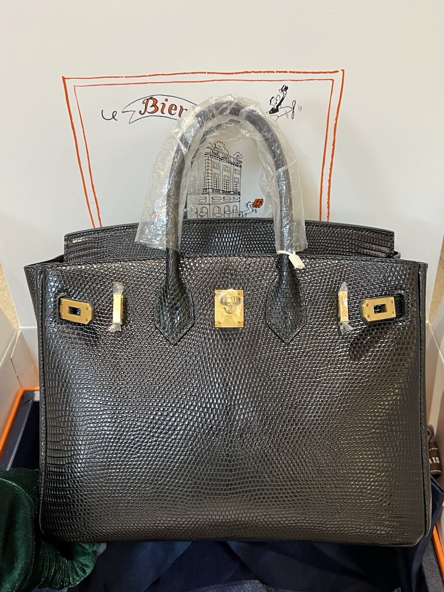 Hermes Birkin 25 Blue crocodile 25 handbag shoulder
