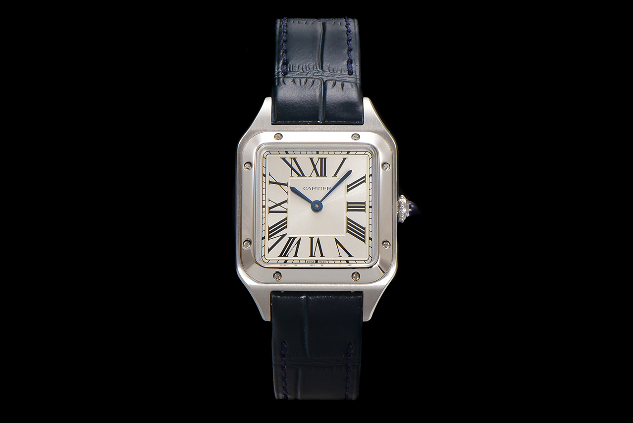Cartier Santos Dumont Silver Dial Leather Strap Ladies Watch, Elegant & Classic 2 a1724520960659 0580