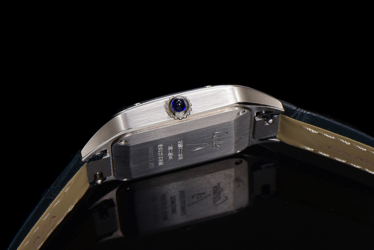 Cartier Santos Dumont Quartz Watch, Leather Strap, Silver Dial, Blue Hands 6 a1724521035590 0603