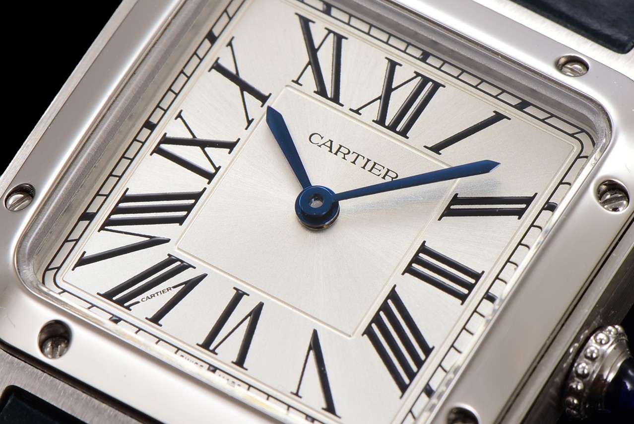 Cartier Santos Dumont Quartz Watch, Leather Strap, Silver Dial, Blue Hands 4 a1724521035697 5633