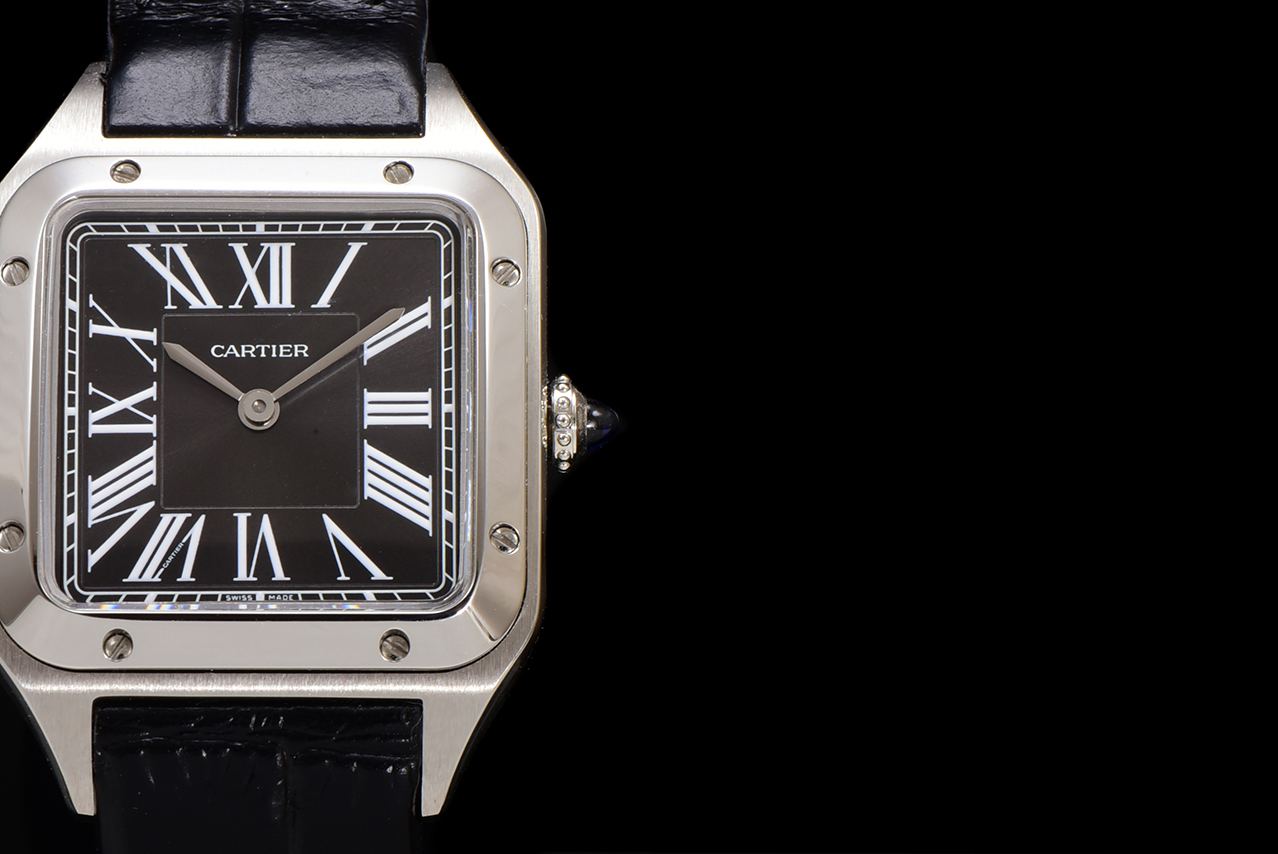 Cartier Santos Dumont Watch, Leather Strap, Silver Dial, Blue Gemstone 5 a1724521111593 0281