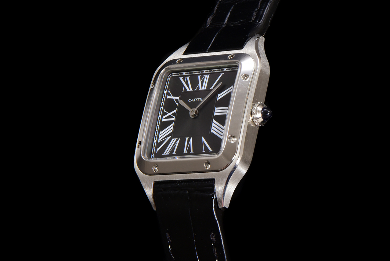 Cartier Santos Dumont Watch, Leather Strap, Silver Dial, Blue Gemstone 7 a1724521111600 6612