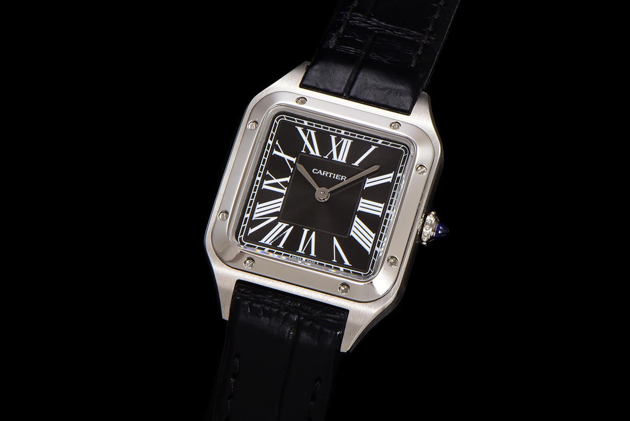 Cartier Santos Dumont Watch, Leather Strap, Silver Dial, Blue Gemstone 4 a1724521111602 6580