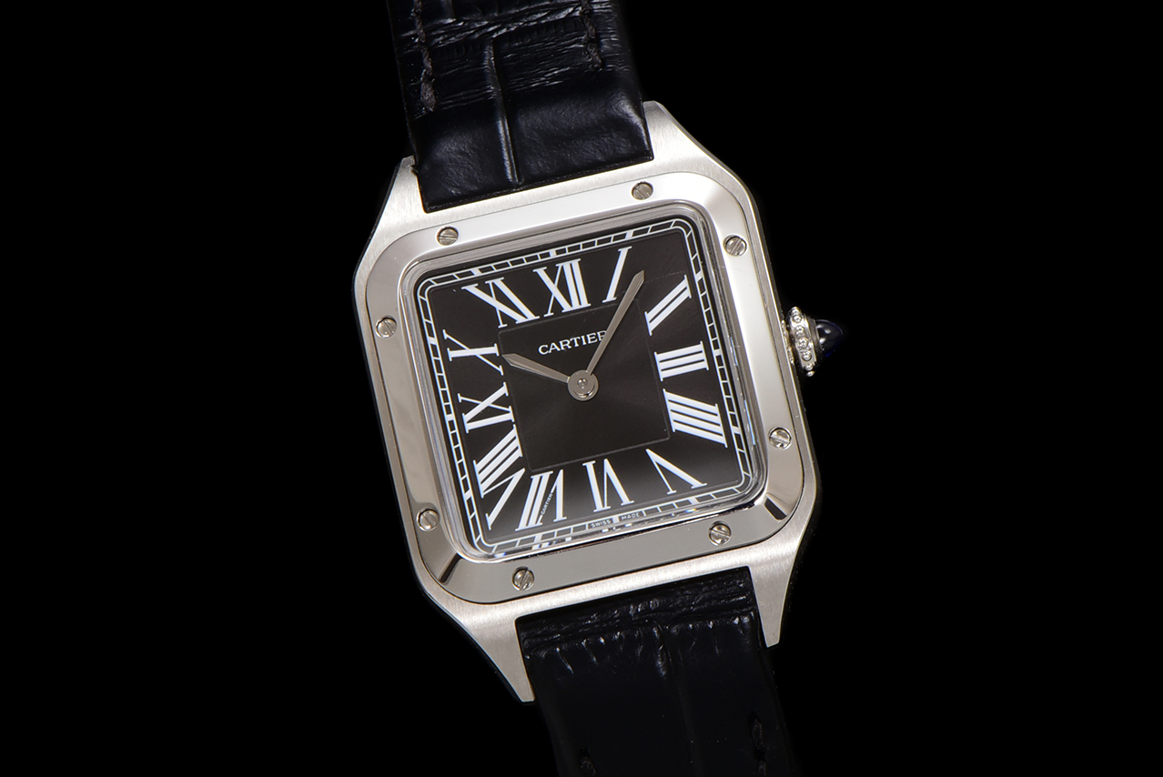 Cartier Santos Dumont Watch, Leather Strap, Silver Dial, Blue Gemstone 3 a1724521111607 5441