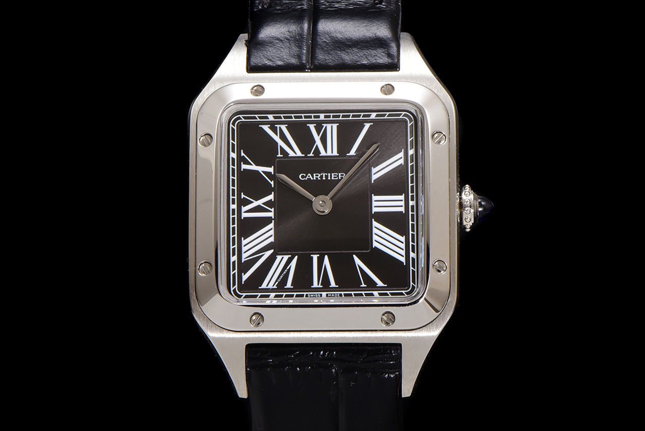 Cartier Santos Dumont Silver Dial Black Leather Strap Unisex Watch 2 a1724521153710 8013