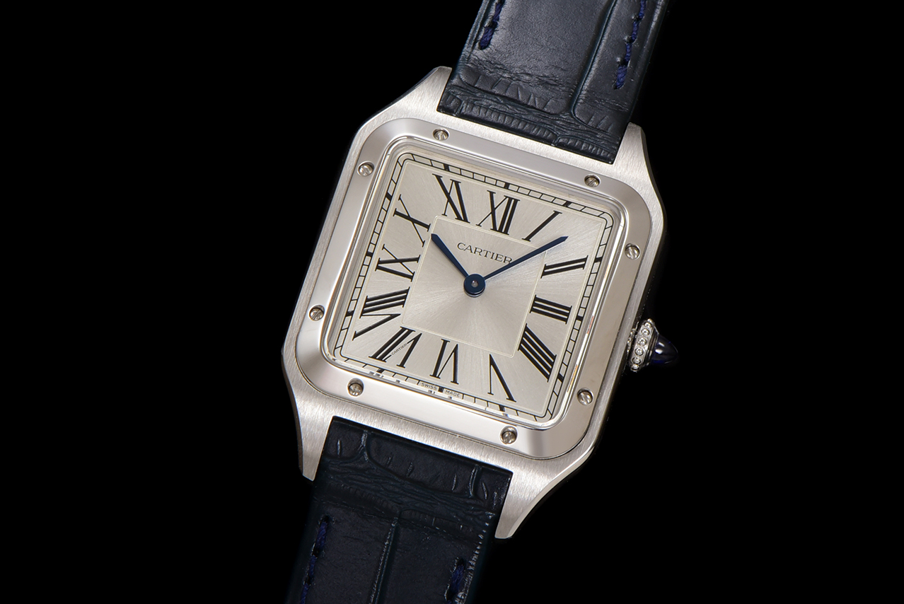 Cartier Santos Dumont Silver Dial Blue Leather Band Men's Watch 4 a1724521659809 7022