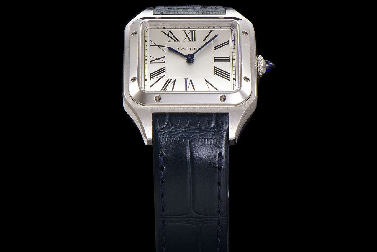 Cartier Santos Dumont Watch, Silver Dial, Blue Leather Strap, Stainless Steel 3 a1724521721651 6722
