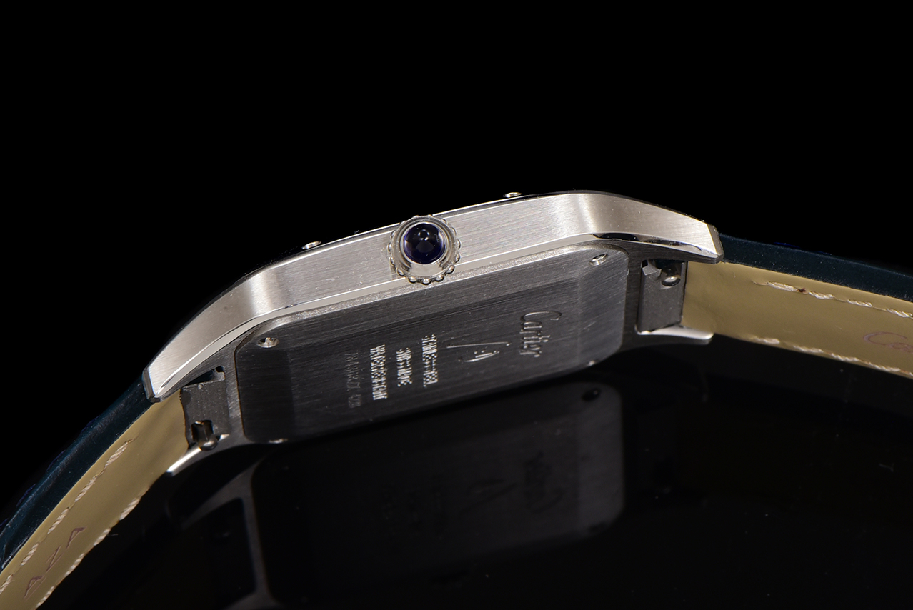 Cartier Santos Dumont Watch, Silver Dial, Blue Leather Strap, Stainless Steel 7 a1724521721666 0182